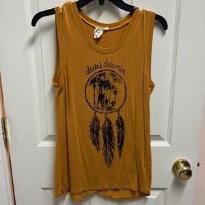 Desert dreamin tank with open back. Mustard yellow, size small.